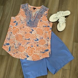 2/$20 Talbots embroidered cotton  sleeveless top